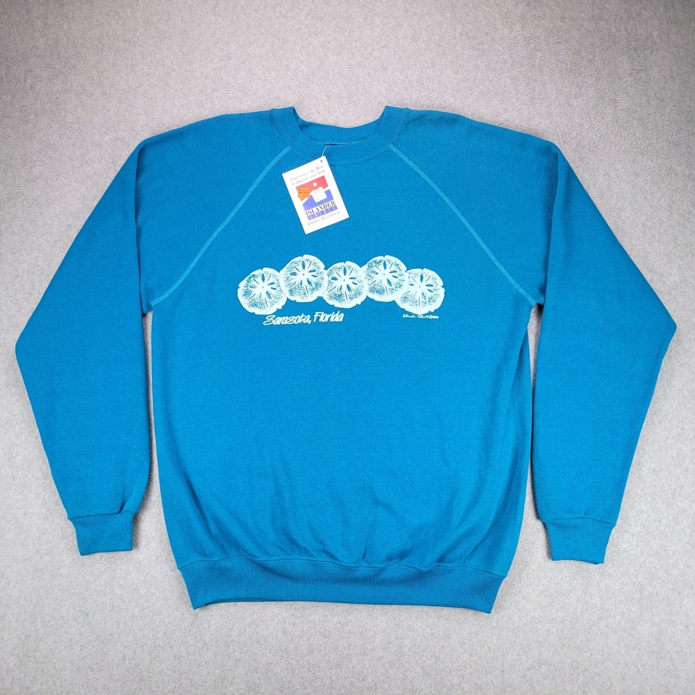 Hanes Sweatshirt Women XL Blue 1987 Sarasota Florida Sand Dollar Vintage NWT